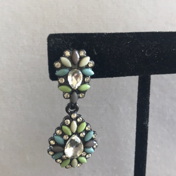 Tear Drop Earrings w/ Stones & Crystals - Picture 4 of 6